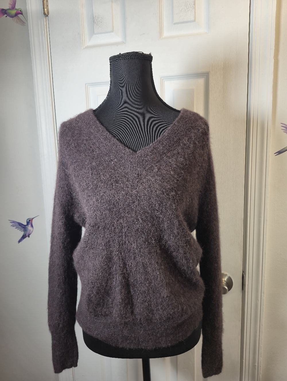 Madewell Alpaca Blend V-Neck Sweater in Plum Size M - Picture 2 of 7